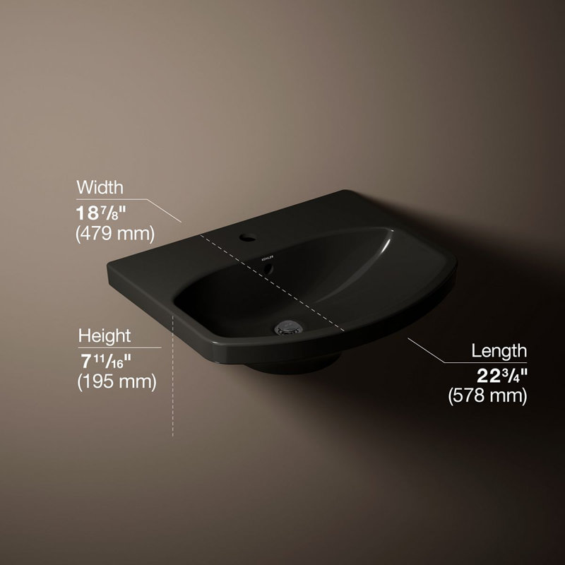 Cimarron® Vitreous China 23" Pedestal Bathroom Sink with Overflow, Black Black, Single Hole