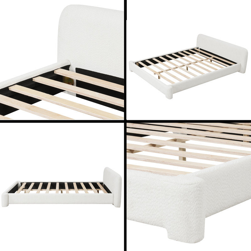 Lit plateforme tapissier blanc, Grand lit