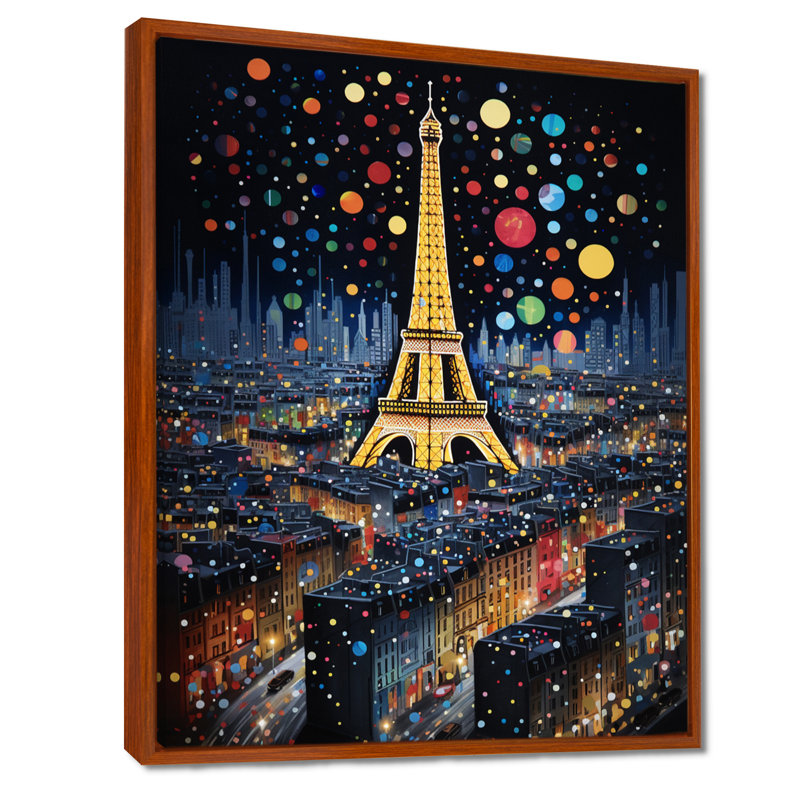 «New Year Fireworks Paris Eiffel Tower I - City Paris», reproduction d'art, Cadre flottant brun, H 32 po x l 16 po