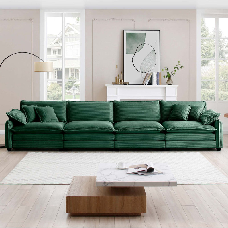 Canapé 3 places Boneless Mira (3S), 4, H 33,9 po x l 150,43 po x P 34,3 po, Vert
