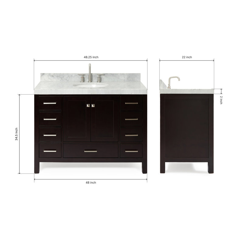 Cambridge Single Bathroom Vanity with Carrara Marble Top, Espresso