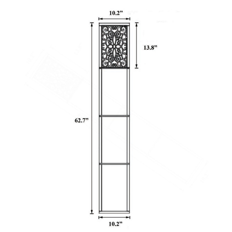 Tablette à 3 tablettes H 65 po avec abat-jour fleuri
