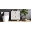 Meuble-lavabo de salle de bain de 76 cm (30 po) avec lavabo en céramique intégré, tiroir cannelé à fermeture amortie, espace d'extension, poignée de 14,7 cm (5,8 po), pied de 21 cm (8,27 po), blanc, style américain, glissières sous plan.