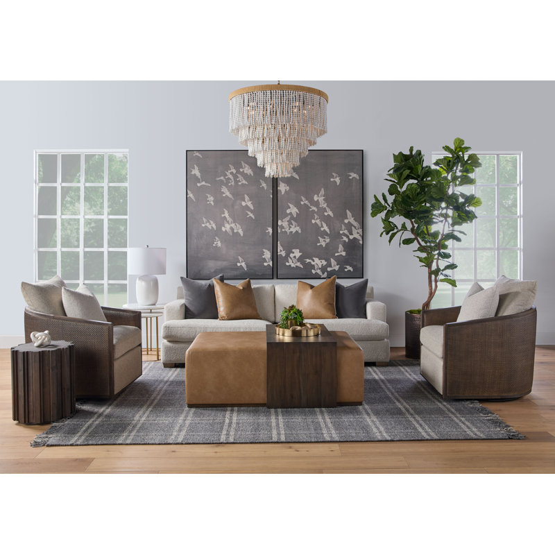 Fauteuil club pivotant Noda, Bois brun foncé