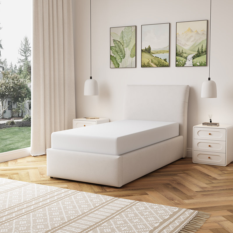 Upholstered Ottoman Storage Bed, Single (3'), Beige