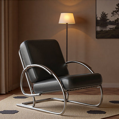 Minimalist Shaped Stainless Steel Single Chair.