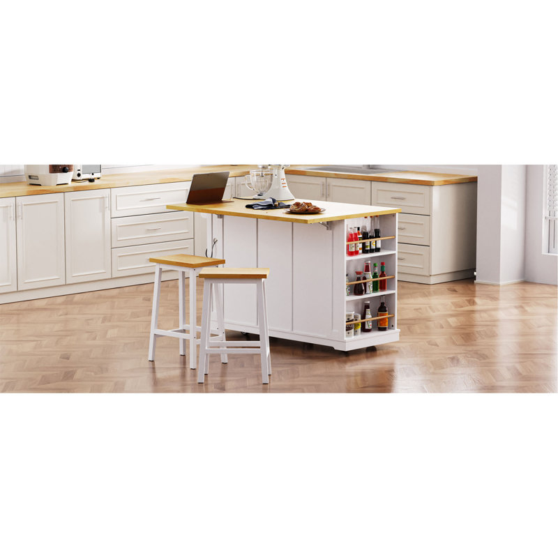 Grand îlot de cuisine de 53 po K&K avec rallonge, prise de courant et support de rangement interne