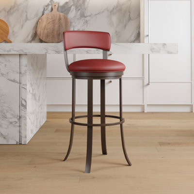 Swivel Upholstered Counter Stool with Metal Frame
