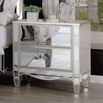 Table de chevet 1 pièce Glam Silver Finish