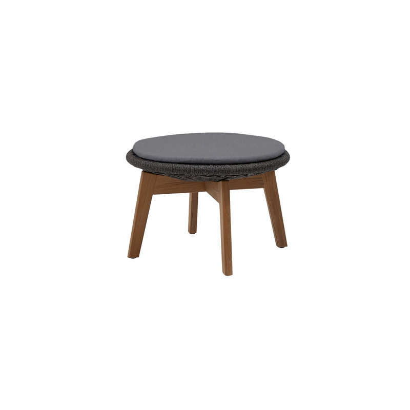 Peacock Outdoor Teak Ottoman, Gray