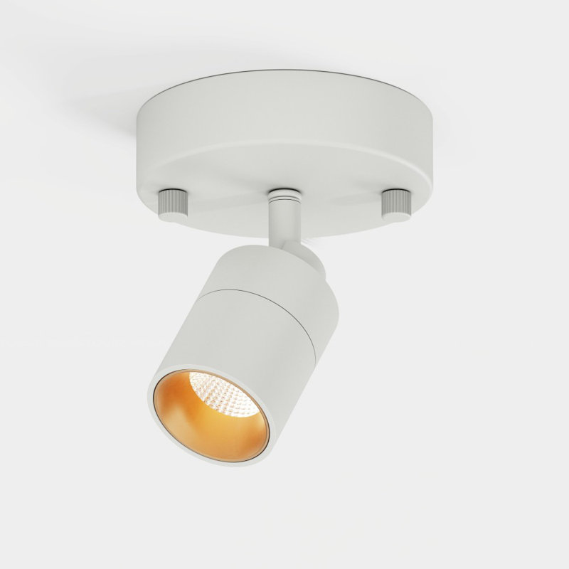 Shura Matte White 5CCT Spot Light With Rotatable Head, 5 Color Selectable, Integrated LED Bulb, Flush Mount Wall Sconce, 3000K, 455 Lumen