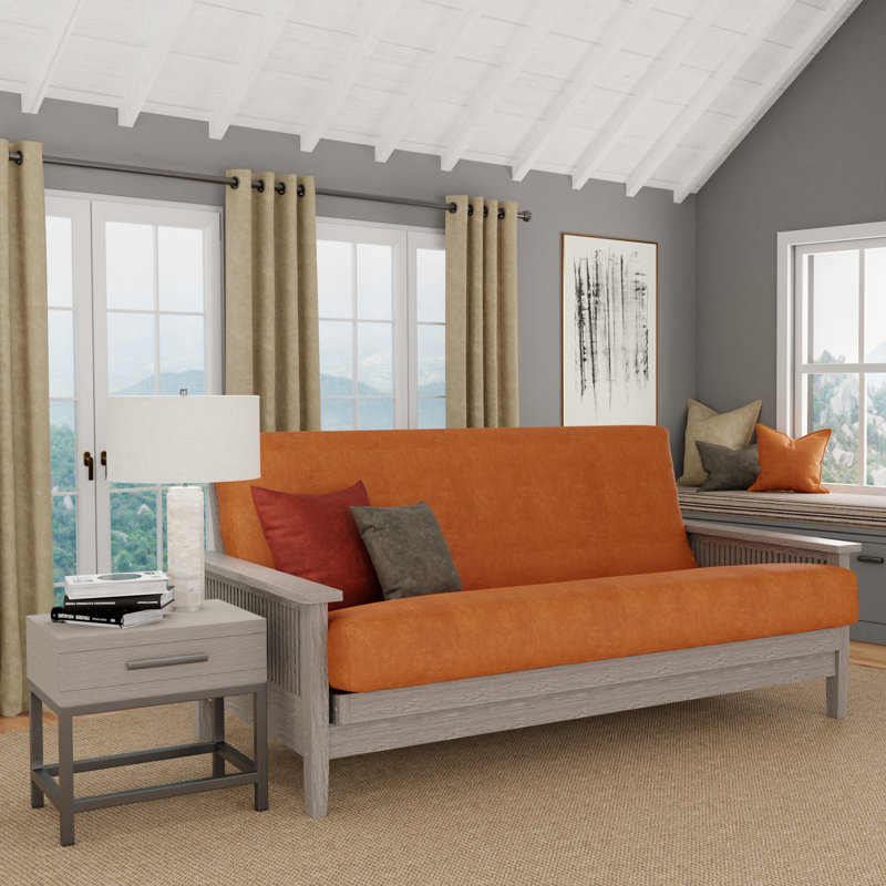 Leupp Polyester Box Cushion Futon Slipcover, Full, Orange