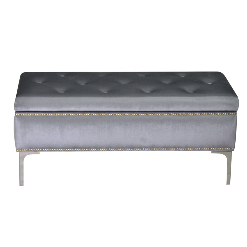 Luxe Polyester Blend Upholstered Storage Bench