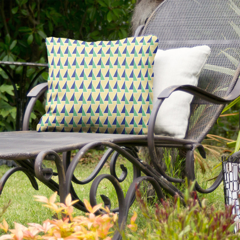 Flèches déplacées à l’intérieur et à l’extérieur Coussin décoratif, 20 po x 20 po, Bleu-jaune pâle / vert, Protection UV