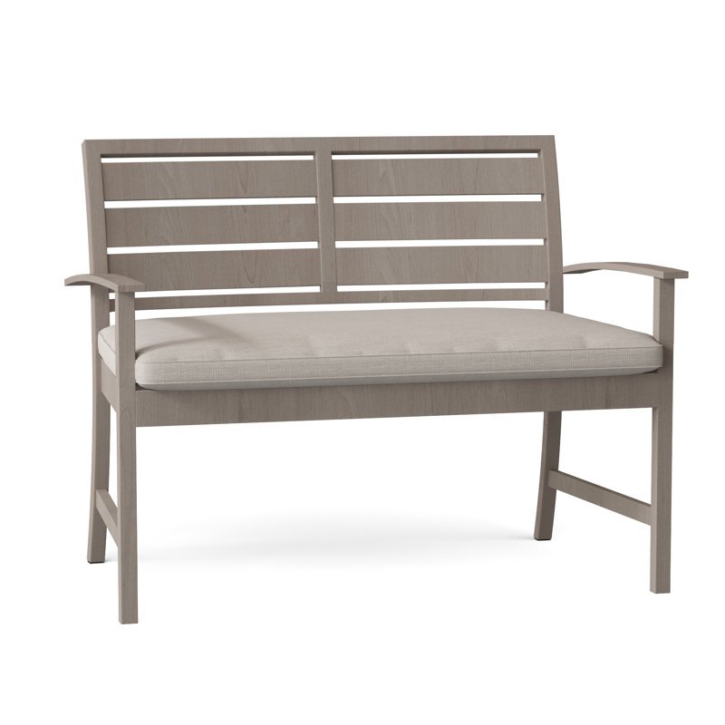 Charleston Aluminum Garden Bench, Welt, Oyster, Linen Dove