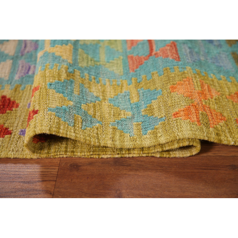 Tapis oriental réversible en laine Kilim 6 x 8