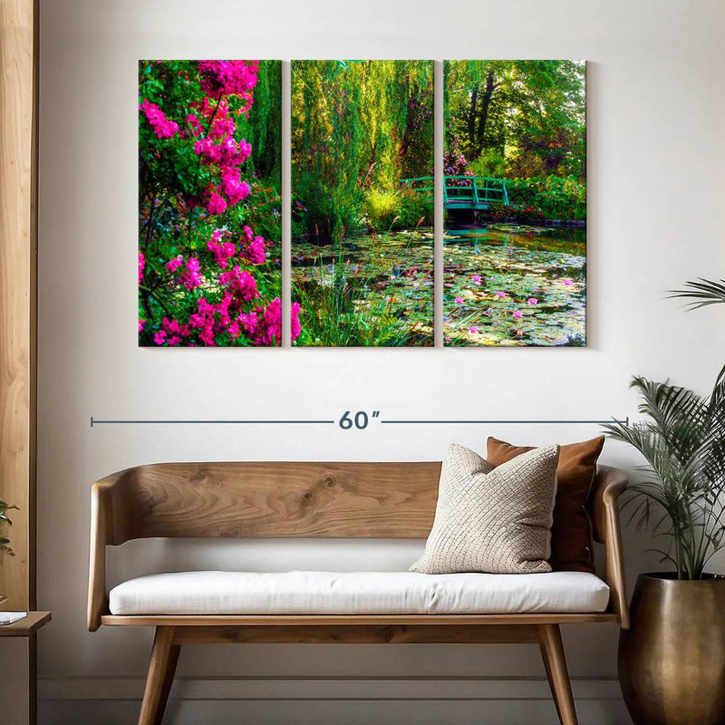 Jardin de Senne Monet avec fleurs Giverny, H 32 po x l 50 po