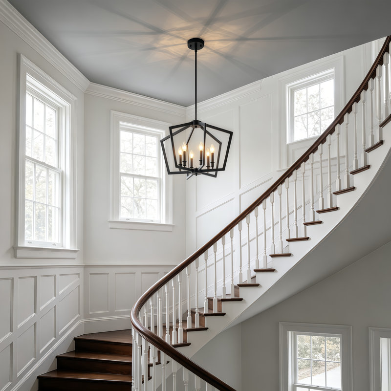 Lustre en métal 6 lumières, H 15,5 po x l 22,83 po x P 22,83 po, Six lumières