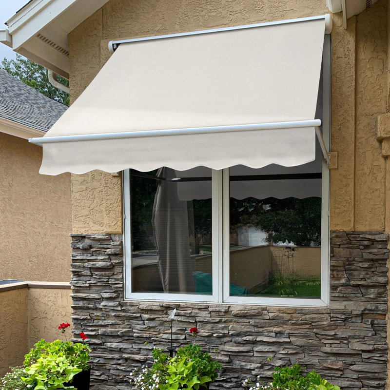 Awntech Mesa Window Retractable Awning, Oatmeal Tweed, 24" H x 60" W x 24" D