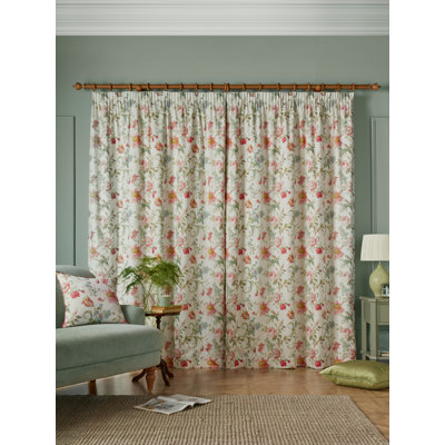 ROSALIND PALE CRANBERRY PENCIL PLEAT CURTAIN