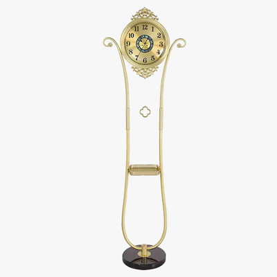 Modern light luxury brass band with storage tray pendulum floor clock