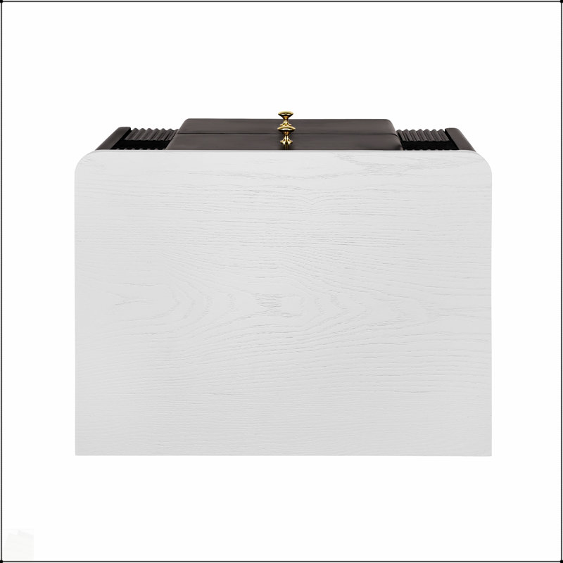 Table de chevet moderne avec 2 tiroirs de rangement, conception cannelée, détails en métal doré, assemblage facile pour le salon et la chambre à coucher