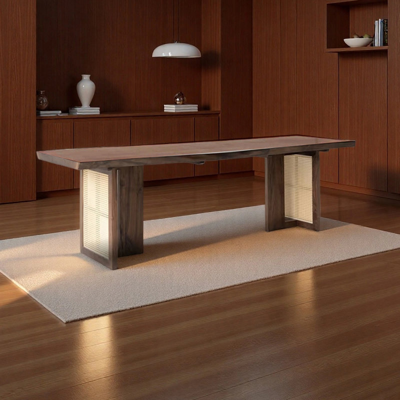 Large bureau et table d'écriture, H 29,53 po x l 86,61 po x P 35,43 po