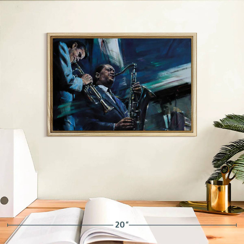 Bleu froid, 13 po x 9 po, Cadre flottant en bois naturel