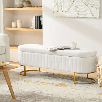 Mandolyn 55" W Storage Bench with Internal Compartmented and Channel Tufted