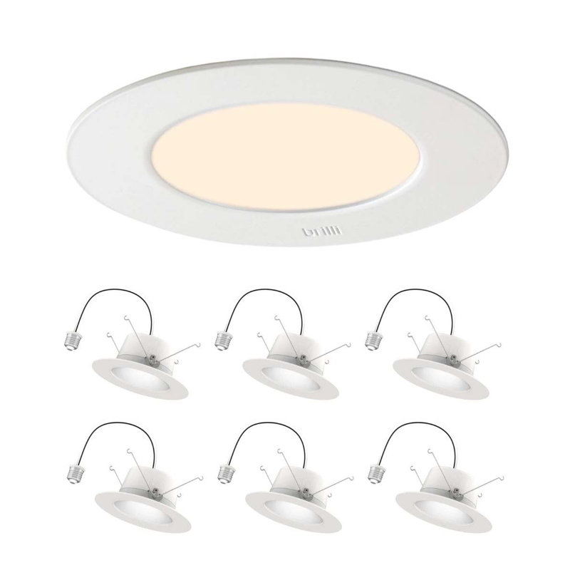 Paquet de 6 - Plafonnier encastré DEL 5/6 po Brilli, à intensité variable, à intensité variable