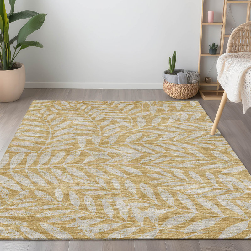 Malek Washable Floral Indoor / Outdoor Rug, Rectangle 3' x 5'