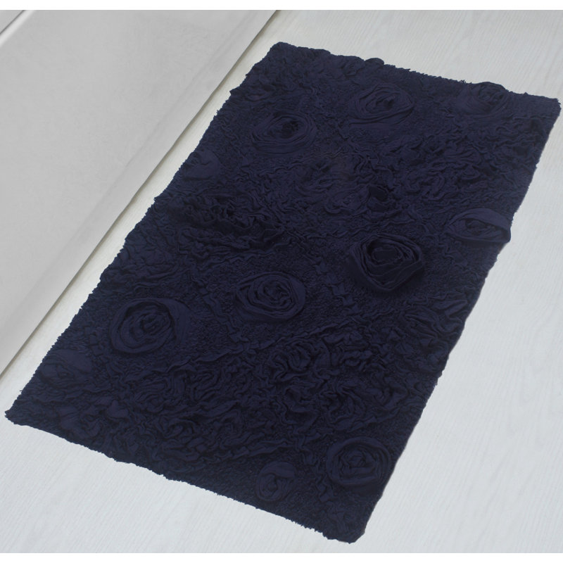 Tapis pour salle de bain Schoenberger, L 40 po x l 24 po, Bleu marine