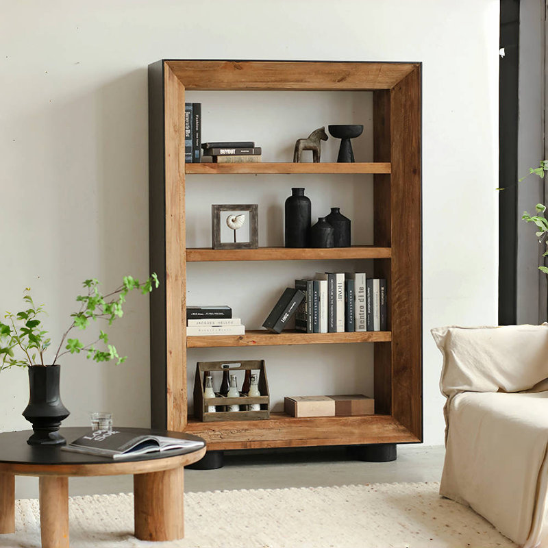 Simple and Retro Pine Wood Display Cabinet