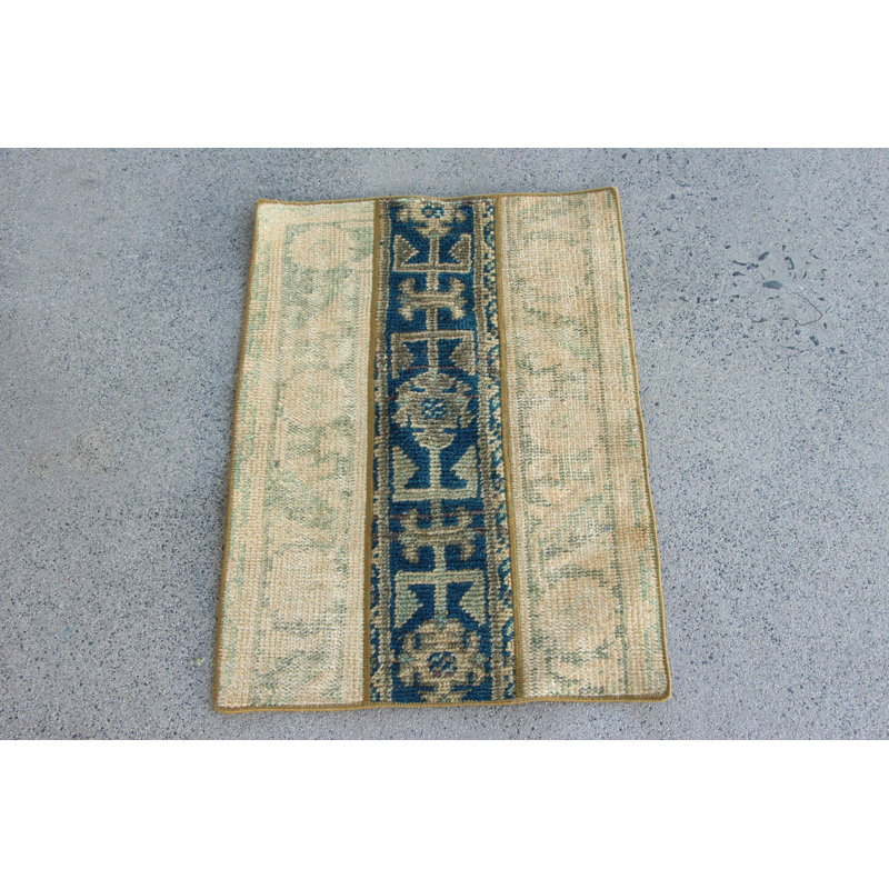Beige Turkish Small Patchwork Rug Ideal for Home Decor and Entryway from Authentic Anatolian Collection