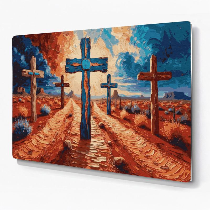 Art mural en métal brun du sud-ouest à motifs croisés 210, H 132 po x l 168 po x P 0,05 po
