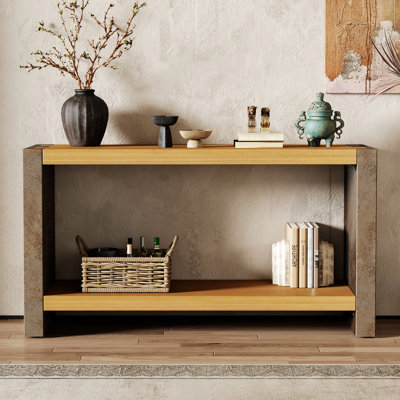 Console, table d'appoint étroite avec tablette inférieure pour le salon, vestibule