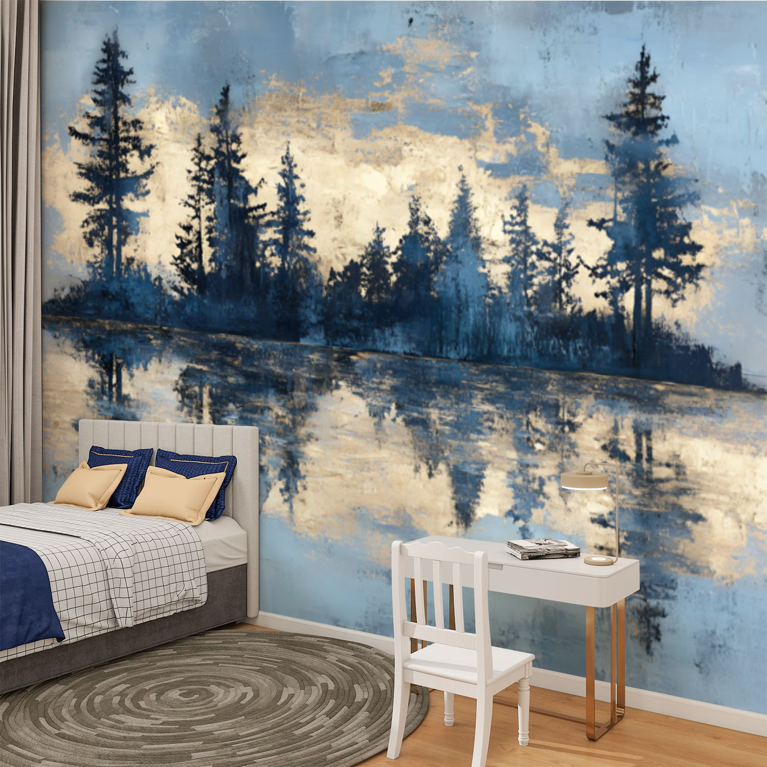 Millwood Pines Peel and Stick Canvas Wallpaper Wall Mural Abstract Lake ...