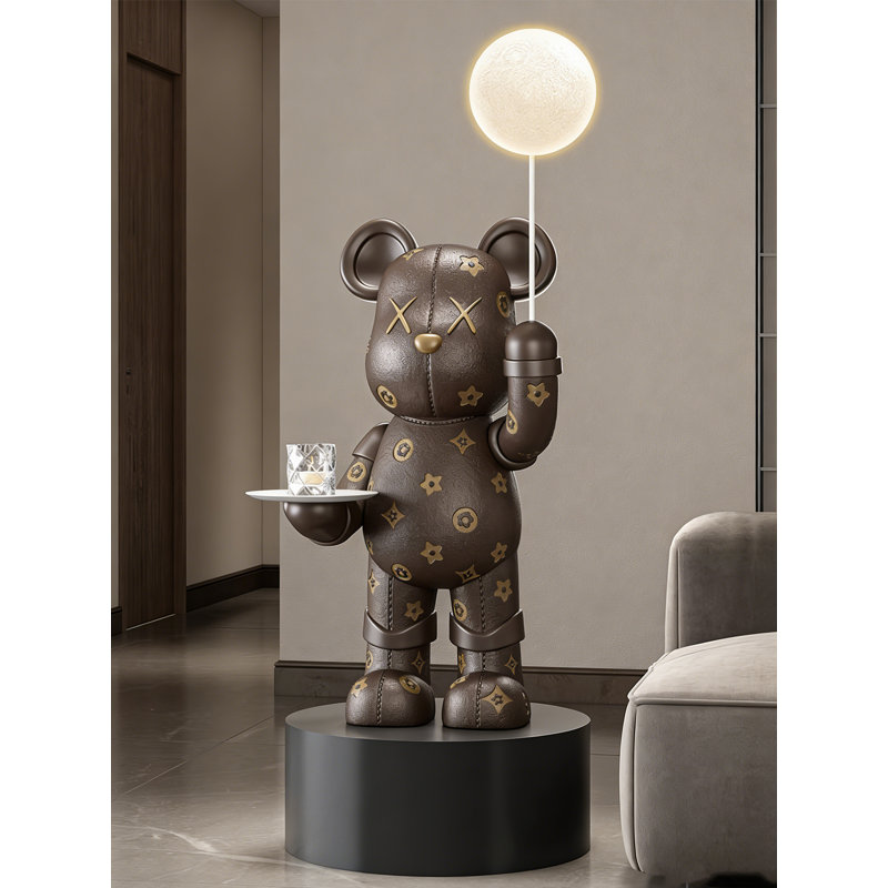 Lampe sur pied de luxe avec lumière de lune et plateau Bearbrick
