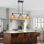 Luminaire suspendu moderne en îlot de cuisine rustique en rotin tissé à la main à 3 lumières de 35 pouces pour îlot de cuisine, lustre moderne moderne