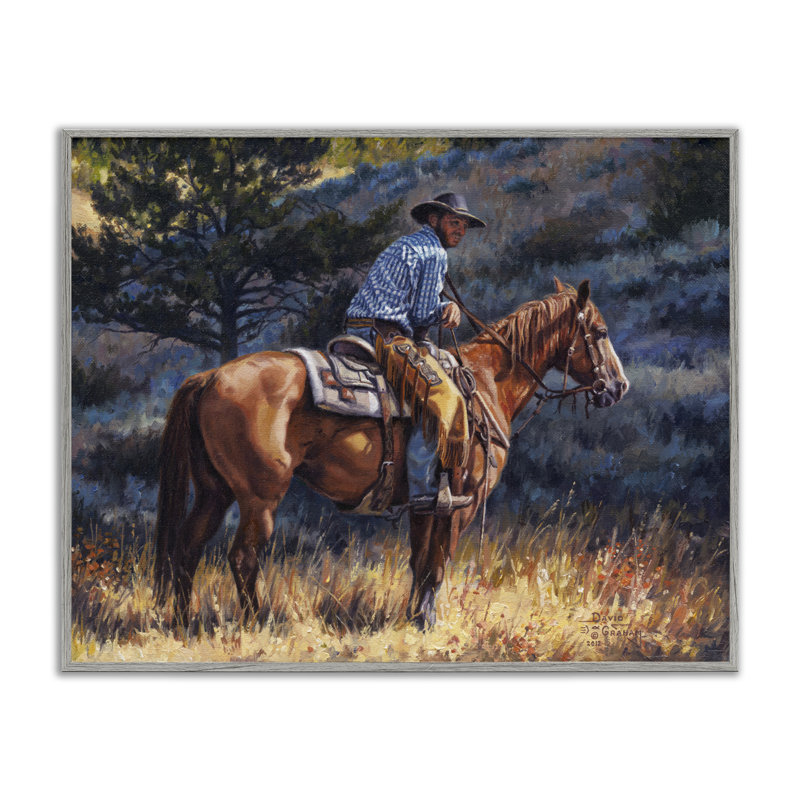 «Early Start Cowboy», art de la giclée encadrée par David Graham, H 11 po x l 14 po, Estampe numérique Farmhouse