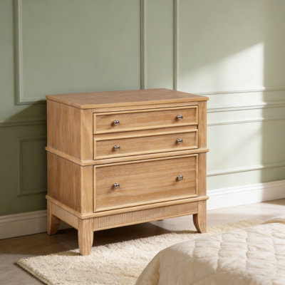 Solid Wood Nightstands with 3 Drawers