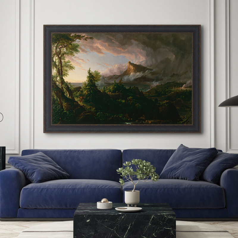 «The Course of Empire: The Savage State, 1834» par Thomas Cole, 28 po x 40 po, Framed Canvas, Textured Charcoal Bead