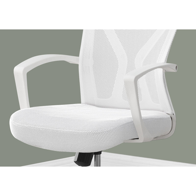 Office Chair, Adjustable Height, Swivel, Ergonomic, Armrests, Computer Desk, Work, White Mesh, Chrome Metal, Contemporary, Modern