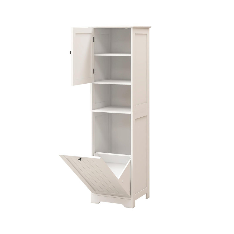 Armoire de trieur de linge inclinable à un compartiment et une porte - Blanc