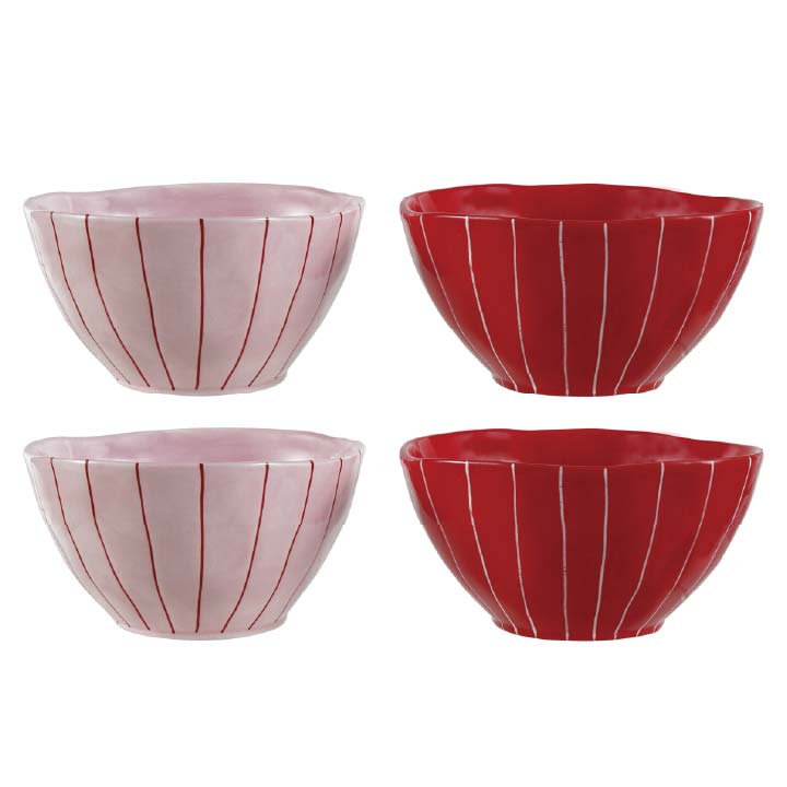 Hand-Painted Stoneware Striped Bowl