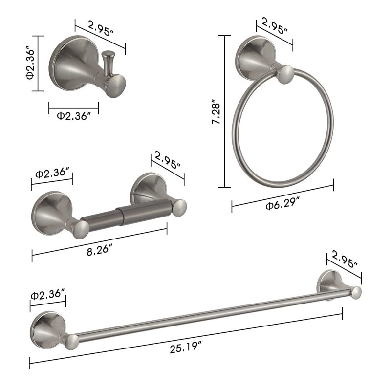 4 - Piece Bathroom Hardware Set, Brushed Nickel
