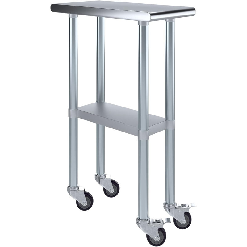 Table en acier inoxydable avec roulettes, H 38 po x L 12 po x l 24 po