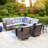 Ensemble de conversation modulaire en rotin pour 8 personnes avec 2 chaises et coussins Ansis