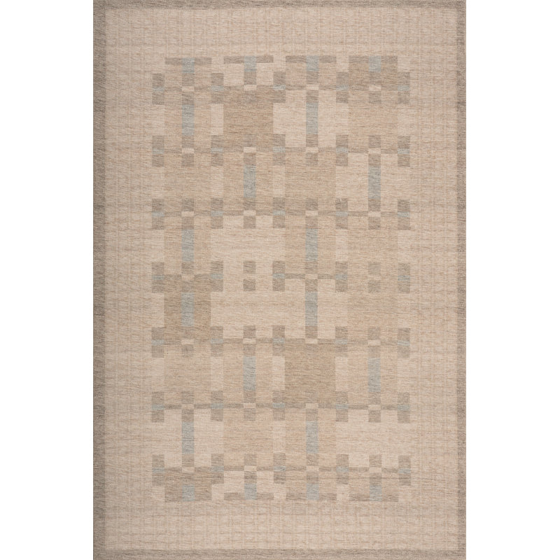  Helora Bordered Washable Rug, Rectangle 4' x 6'