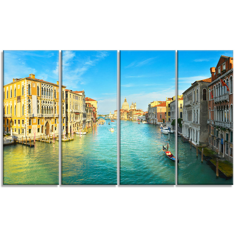 « vibrante evening venice italie », ensemble de 4 reproductions de photos sur toile tendue